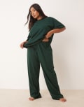 [ASOS Curve] ASOS DESIGN Curve Mix & Match cotton pyjama pants in forest green-Red XL Forest green