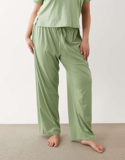ASOS DESIGN Curve Mix & Match cotton pyjama pants in pistachio green, 2 of 5