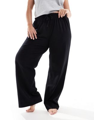 ASOS DESIGN Curve mix & match cotton pyjama trouser in black