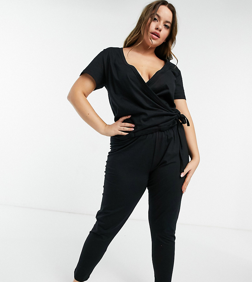Asos Curve - Asos design curve mix & match jersey pajama legging in black