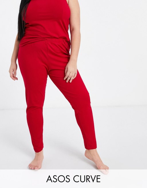 Red skinny jersey leggings