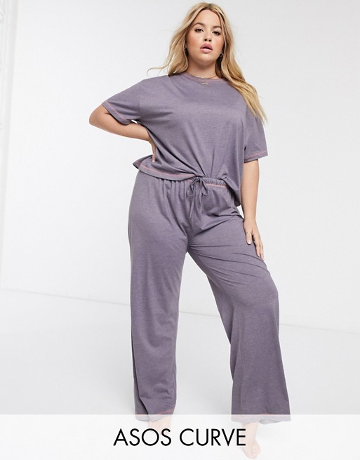 ASOS DESIGN Curve mix & match jersey pyjama trouser with overlock