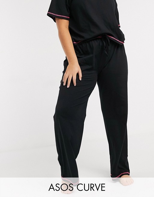 ASOS DESIGN Curve mix & match jersey trouser with neon overlock
