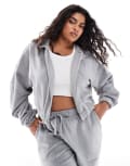 [ASOS Curve] ASOS DESIGN Curve Mix & Match lounge fleece hoodie in light grey L Light Grey