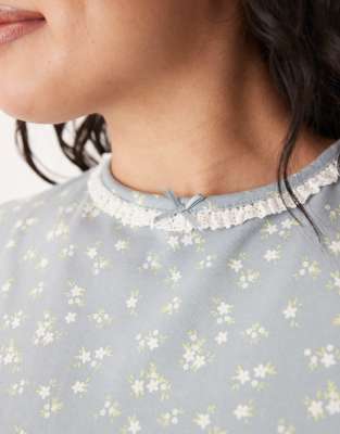 Asos Curve Asos Design Curve Mix & Match Pajama Baby Tee In Blue