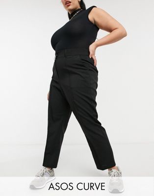 Femme DESIGN Curve - Mix & match - Pantalon cigarette habillé coupe ajustée - Noir