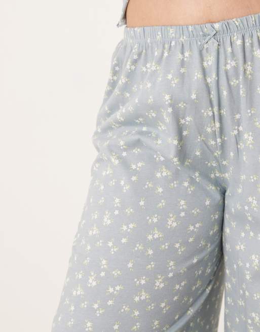 ASOS DESIGN Curve – Mix & Match – Pyjama-Hose in Blau mit Blümchenmuster, 4 von 4