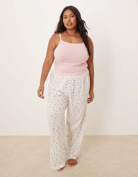 ASOS DESIGN Curve - Mix & Match - Pyjamabroek met fijne fruitprint - view 1