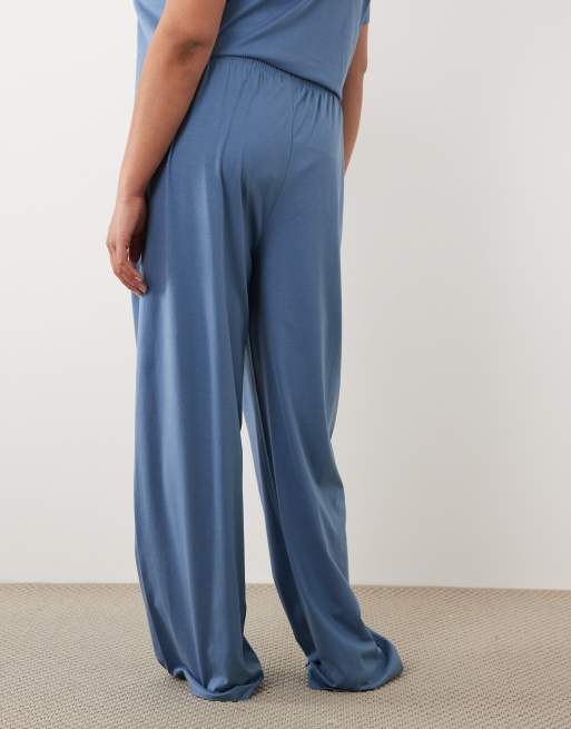ASOS DESIGN Curve – Mix & Match – Pyjamahose aus Baumwolle in Jeansblau, 4 von 4