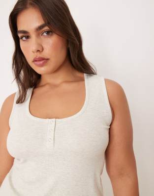 Asos Curve Asos Design Curve Mix & Match Ribbed Tank Top In Neutral