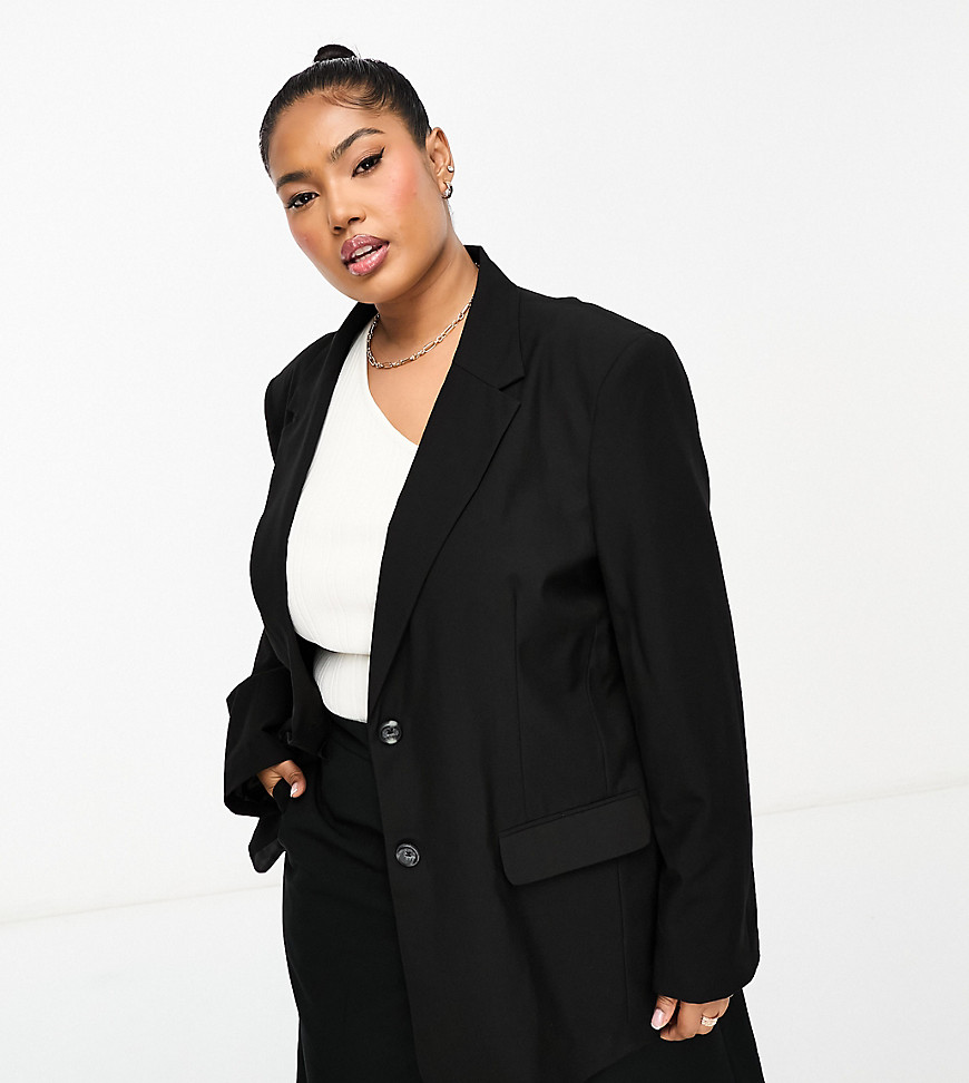 Asos Curve Asos Design Curve Mix & Match Slim Boy Suit Blazer In Black