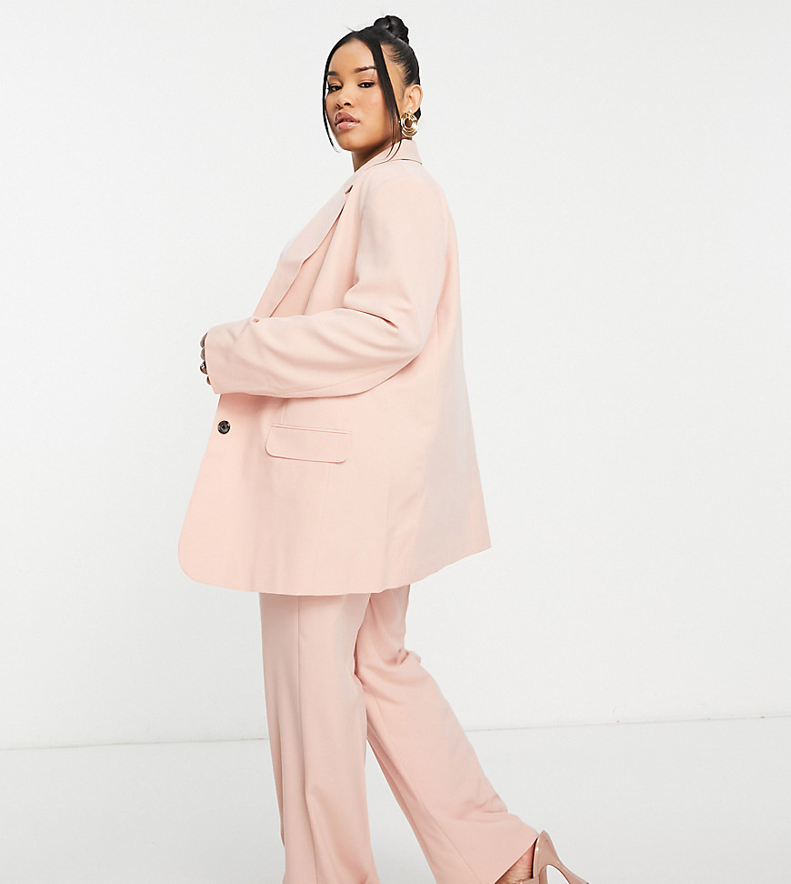 Asos Design Curve Mix & Match Slim Boy Suit Blazer In Blush-Pink