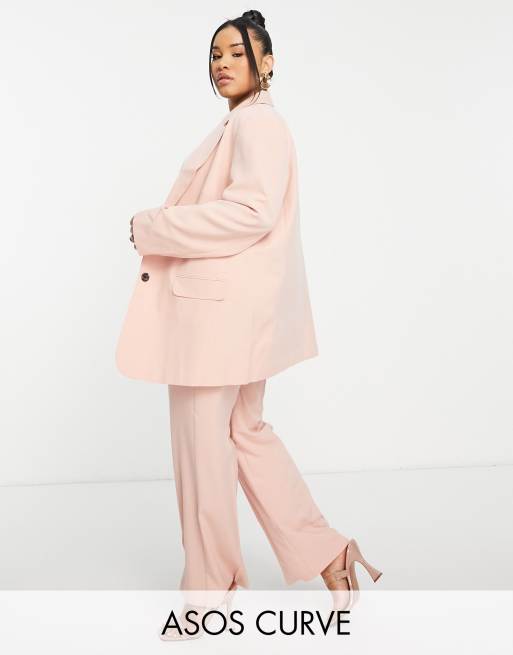 ASOS DESIGN Curve mix & match slim boy suit blazer in blush | ASOS