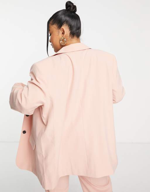 ASOS DESIGN Curve mix & match slim boy suit blazer in blush, 4 of 4