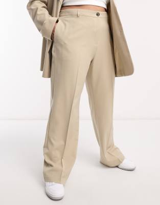 ASOS DESIGN Curve Mix & Match slim straight suit pants in neutral