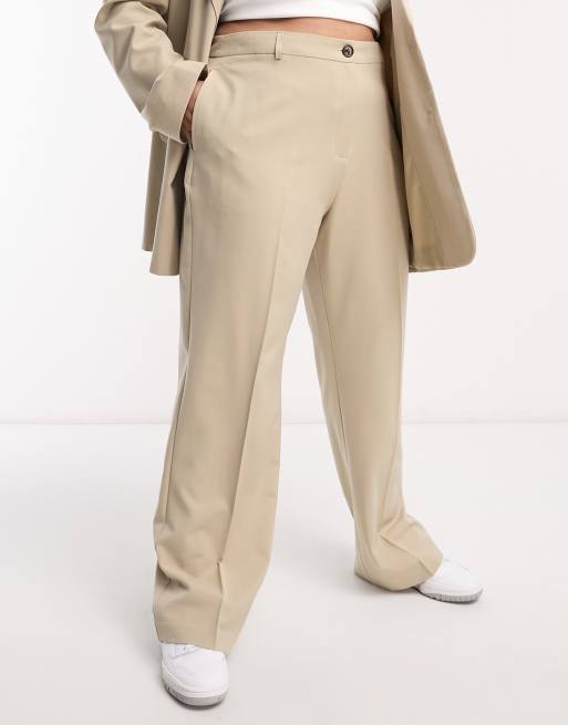 ASOS DESIGN Curve Mix & Match slim straight suit pants in neutral