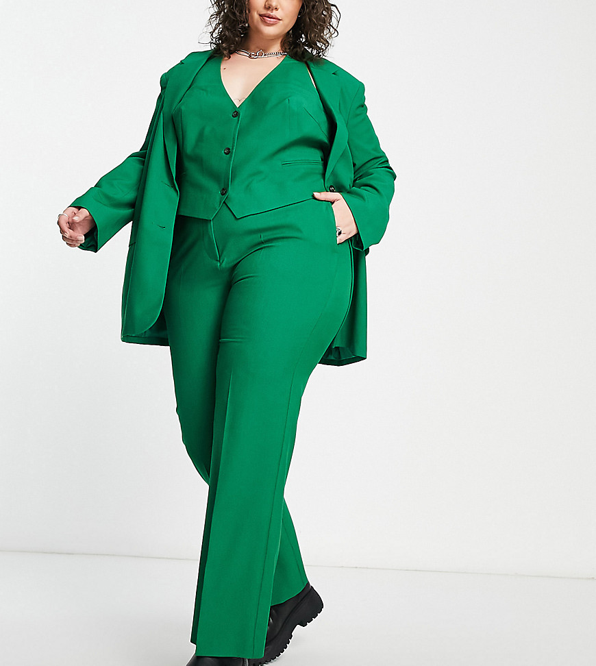 ASOS DESIGN Curve Mix & Match slim straight suit trouser in green