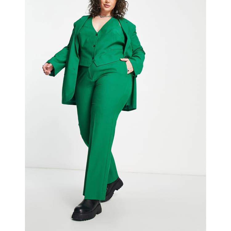 ASOS DESIGN Curve Mix u0026 Match slim straight suit trouser in green | ASOS