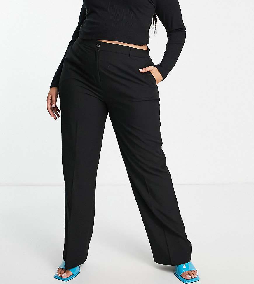 ASOS DESIGN Curve Mix & Match slim straight suit trousers in black