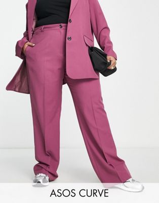 ASOS DESIGN Curve Mix & Match slim straight suit trousers in plum - ASOS Price Checker