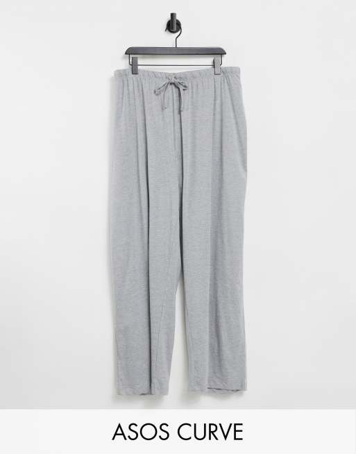 ASOS DESIGN Curve mix & match jersey pajama set in gray heather, 3 of 3