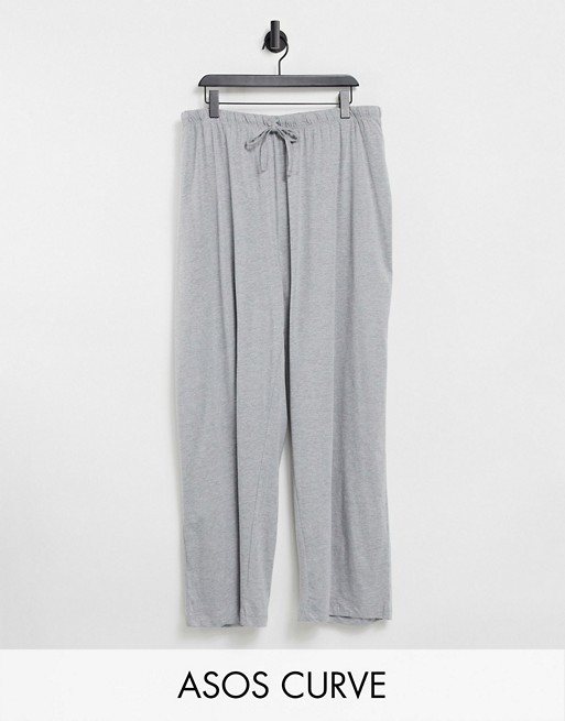ASOS DESIGN Curve mix & match straight leg jersey pyjama trouser in grey marl