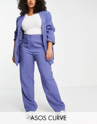 ASOS Design Curve Mix \u0026 Match Straight Leg Suit Trousers in Indigo Blue
