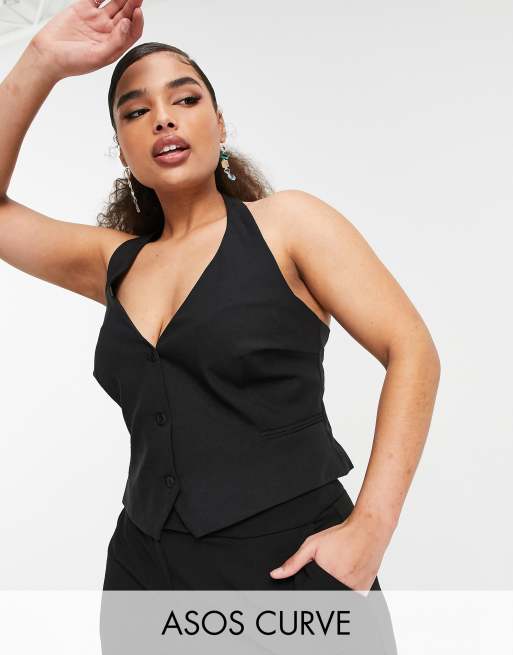 ASOS DESIGN curve mix & match suit in black, 4 of 4