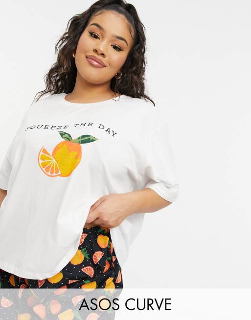 ASOS DESIGN Curve - Mix & Match - Ensemble imprimé 100 % modal - orange, 4 de 5