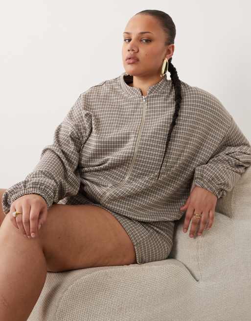 ASOS DESIGN Curve - Mix og match - Brunt ternet sæt, 4 af 4