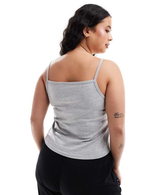 ASOS DESIGN Curve - Mix og match - Grå cami-pyjamastop i bomuld, 3 af 4