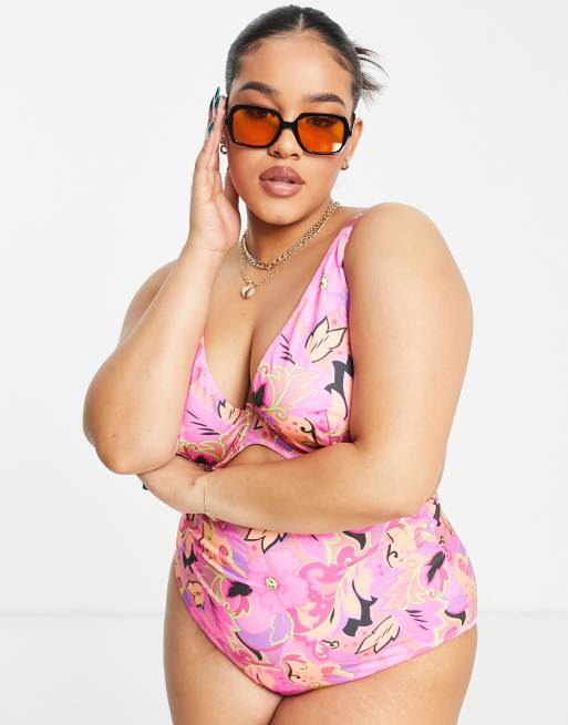 ASOS DESIGN Curve - Mix og Match - Højtaljede bikinitrusser med markant blomstermønster , 4 af 4