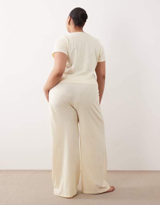 ASOS DESIGN Curve - Mix og match - Kærnemælkshvide pyjamasbukser i bomuld, 2 af 5