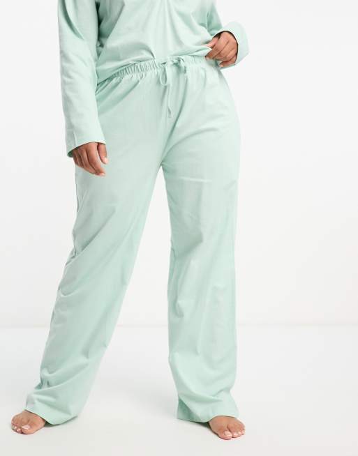 ASOS DESIGN Curve - Mix og match - Salviegrønne pyjamasbukser i bomuld, 3 af 4