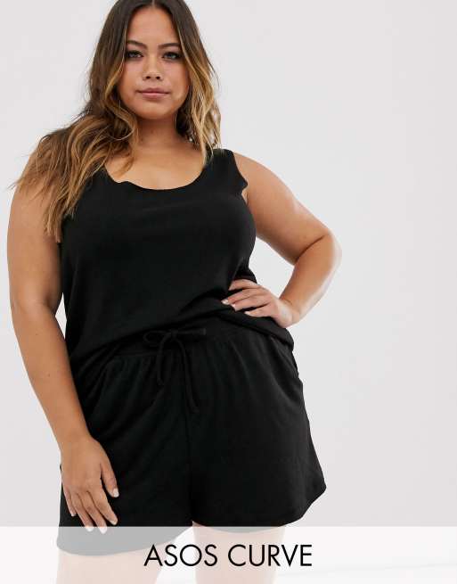 ASOS DESIGN – Curve – Mixa och matcha – Mysig, supermjukt linne och shorts, 2 av 3