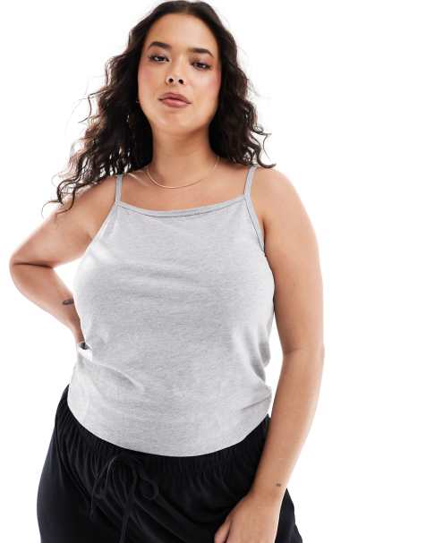 ASOS DESIGN Curve – Mixa & matcha – Grått pyjamaslinne i bomull - view 1