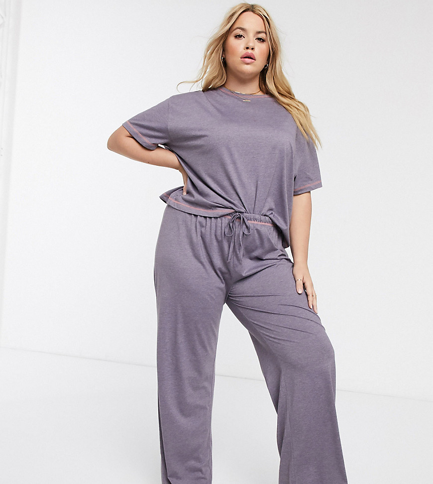 ASOS DESIGN Curve – Mixa & matcha – Pyjamasbyxor i jersey med overlocksöm-Rosa