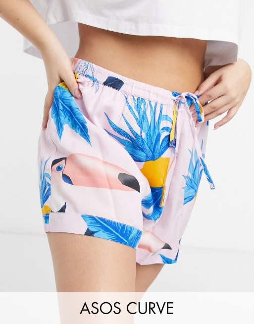 ASOS DESIGN Curve – Mixa och matcha – Rosa tukanmönstrad pyjamas i 100% modal, 2 av 3