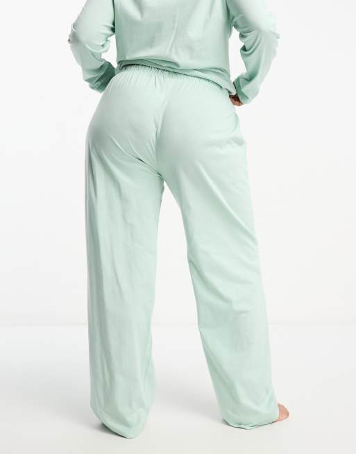 ASOS DESIGN Curve – Mixa & matcha – Salviagröna pyjamasbyxor i bomull, 2 av 4