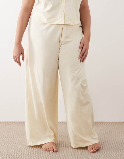 ASOS DESIGN Curve – Mixa & matcha – Smörgula pyjamasbyxor i bomull, 3 av 5