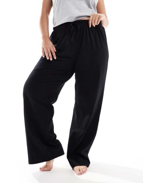 ASOS DESIGN Curve – Mixa & matcha – Svarta pyjamasbyxor i bomull - view 1