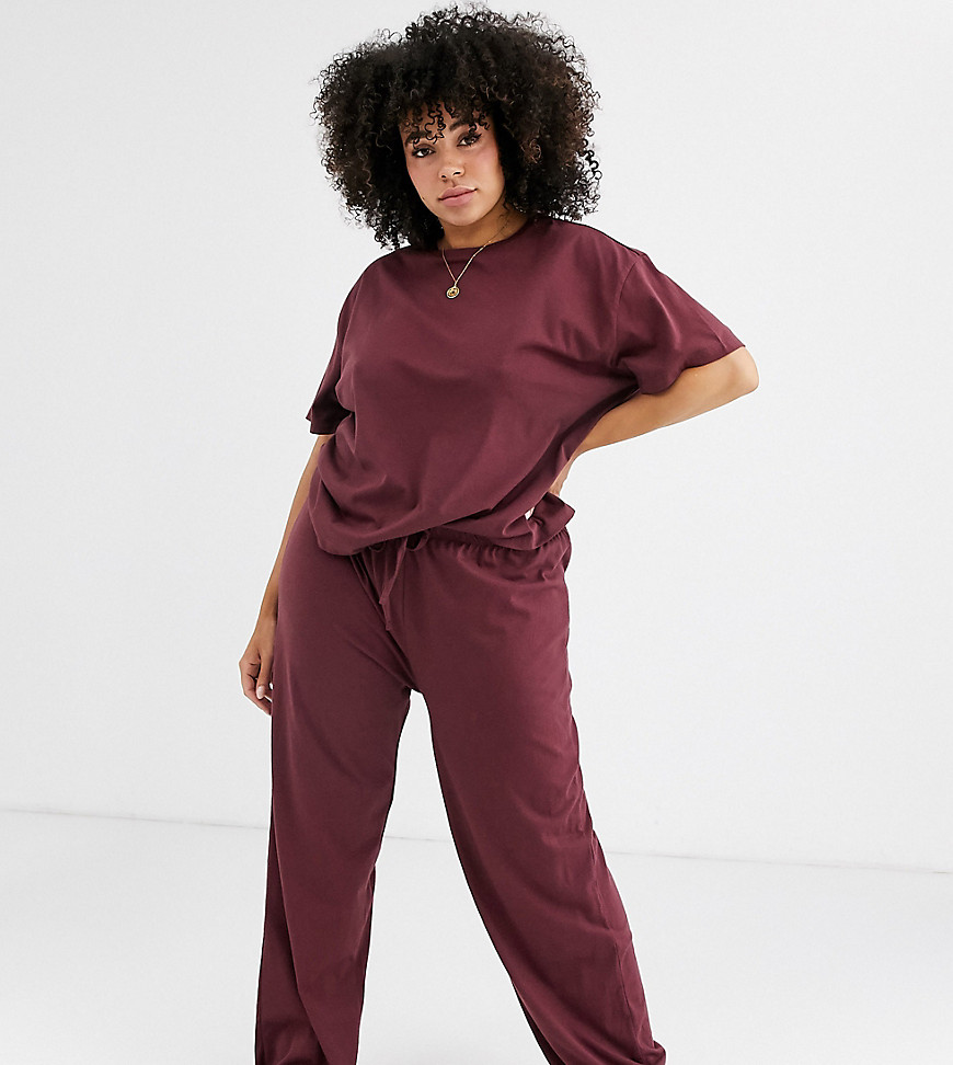 ASOS DESIGN Curve – Mixa och matcha – Pyjamasbyxor i jersey-Brun