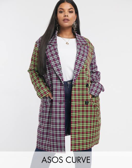 ASOS DESIGN Curve mixed check coat | ASOS