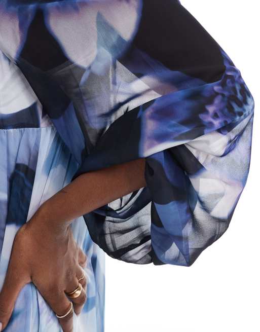ASOS DESIGN Curve mixed floral print smock maxi dress, 4 of 4