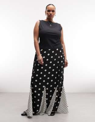 ASOS DESIGN Curve mixed print godet maxi skirt-Multi