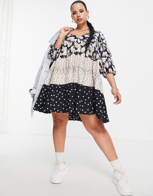 Asos mixed best sale print dress