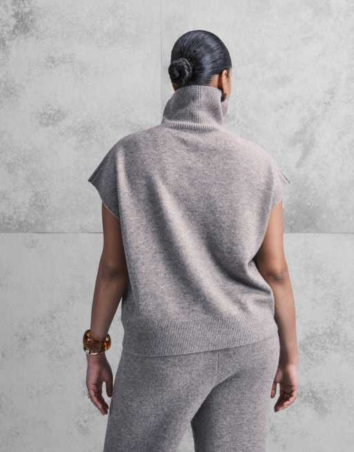 ASOS DESIGN Curve – Mockabrunt linne med ståkrage, del av set, 4 av 4