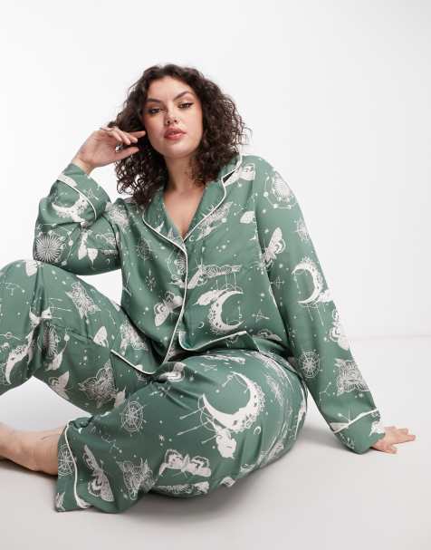 Sexy Pajamas for Women Plus Size Sexy Deer Printed Lingerie Set Spaghetti  Strap V Neck Lace Trim Two Piece Nightwear Set Christmas Pajamas Womens  Pajamas Halloween Pajamas Green at  Women's Clothing