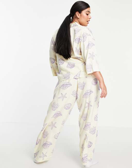 ASOS DESIGN ditsy floral traditional pyjama set in 100% modal