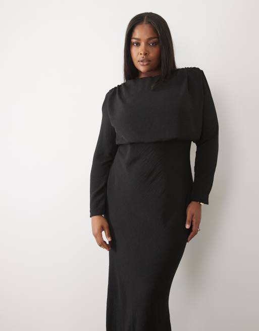 ASOS DESIGN Curve modeste batwing maxi jurk in zwart, 2 van 4